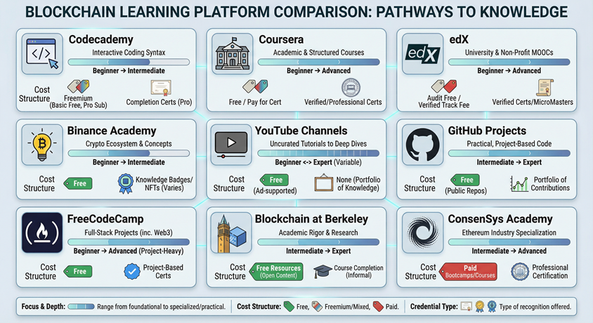 Comparison of Free Blockchain Learning Resources